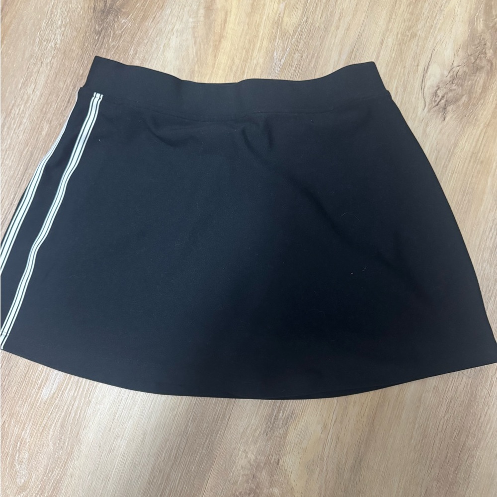 Black Athletic Mini Skirt with White Accent